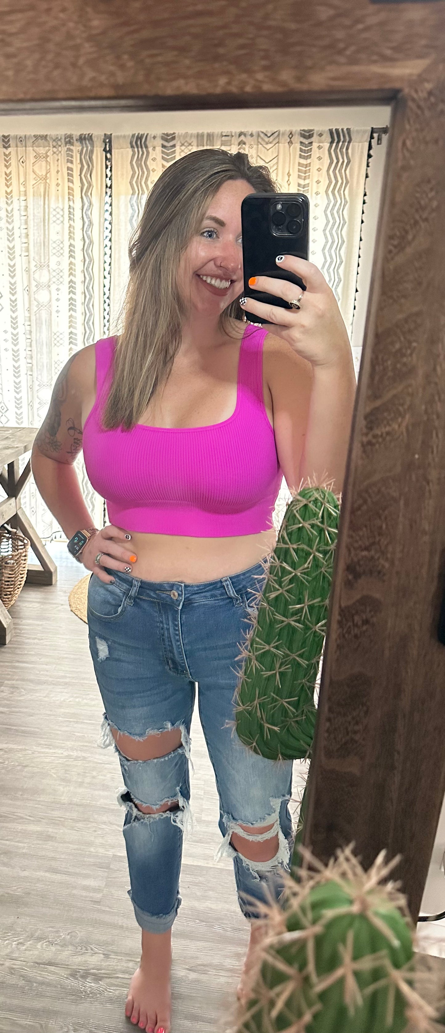 Bright Magenta Square Neck Bralette