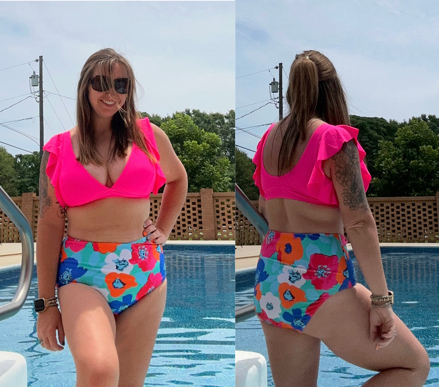 High Waisted Floral Swim