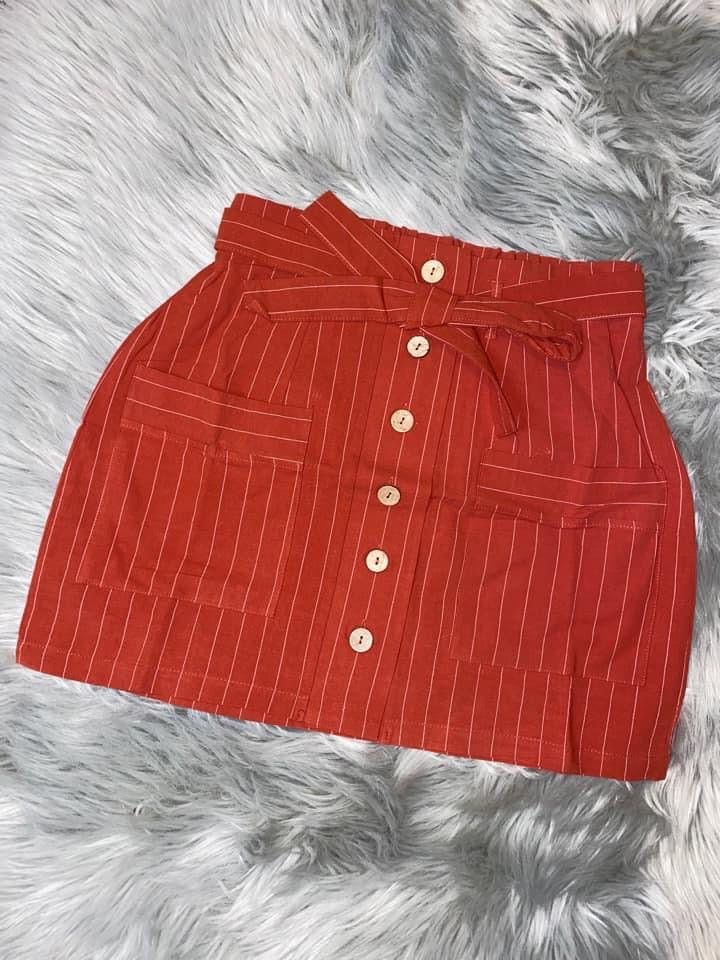 Pinstripe Button Up Skirt