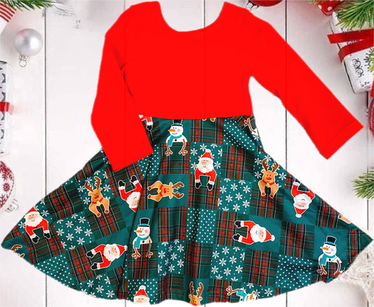 Santa & Friends Patchwork Twirl Dress