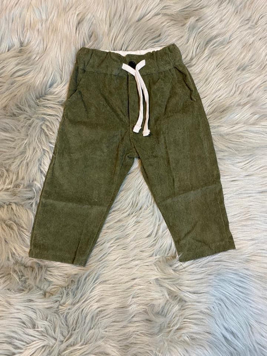 Olive Corduroy Drawstring Pants