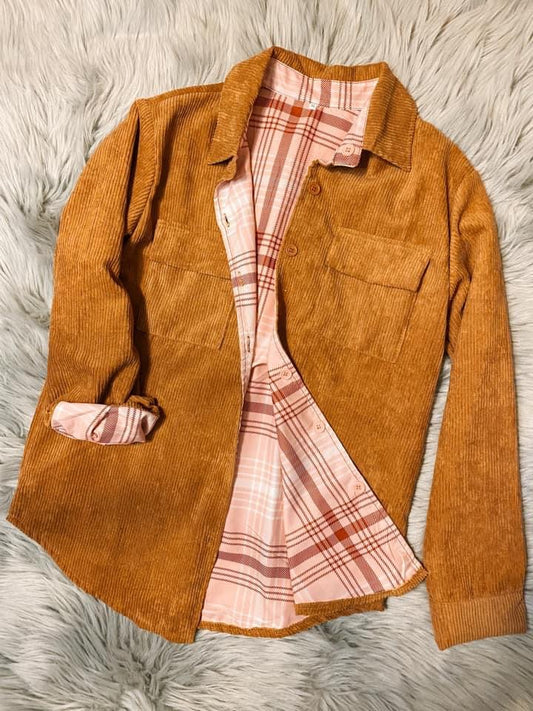 Corduroy Shacket- Camel