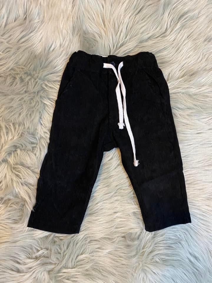 Black Corduroy Drawstring Pants