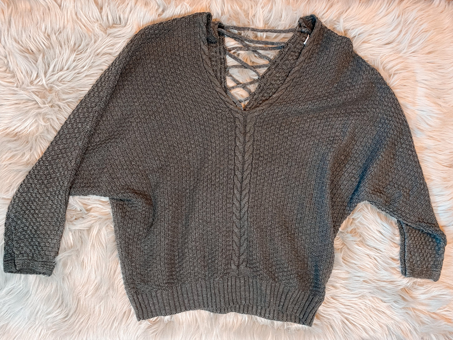 Criss Cross Back Sweater- Charcoal