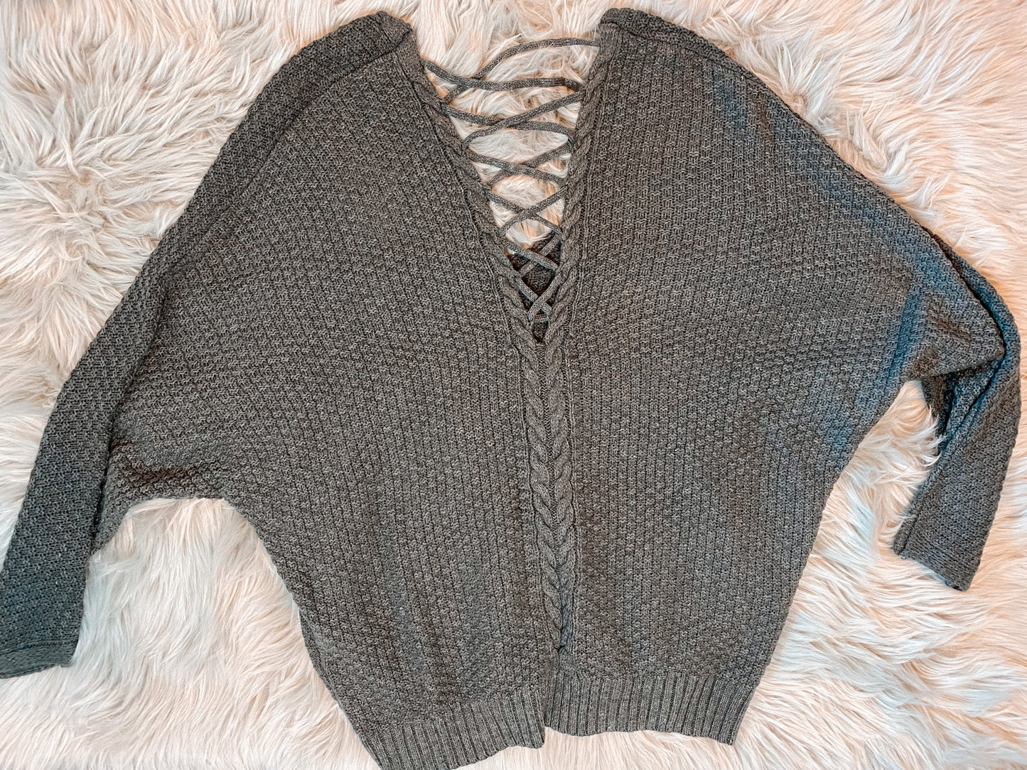 Criss Cross Back Sweater- Charcoal